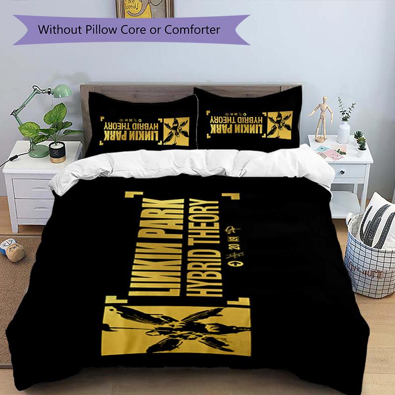 Linkin Park 3pcs Bedding Set Duvet Cover Closure Includes 1 Duvet Cover & 2 Pillowcases for All Seasons Bedroom Home Dorm Decor