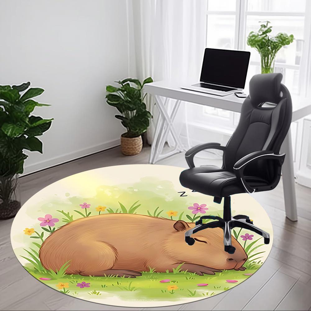 1pc Capybara, Sleepy Chair Carpet for Office, Soft Flannel Throw Mat, Perfect for Office, Holiday Party Decoration Choice yy260209013