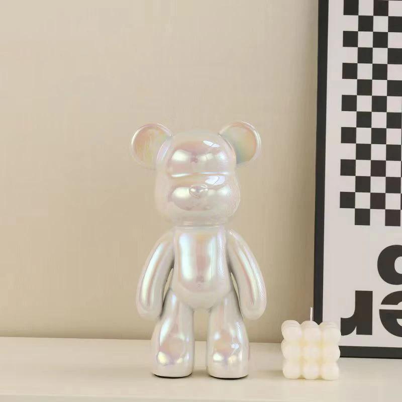 Керамическая 27 см Цветная Гальваническая Скульптура Медведя Домашняя Гостиная Настольная Декоративная Статуэтка Украшения для Интерьера Нового Дома