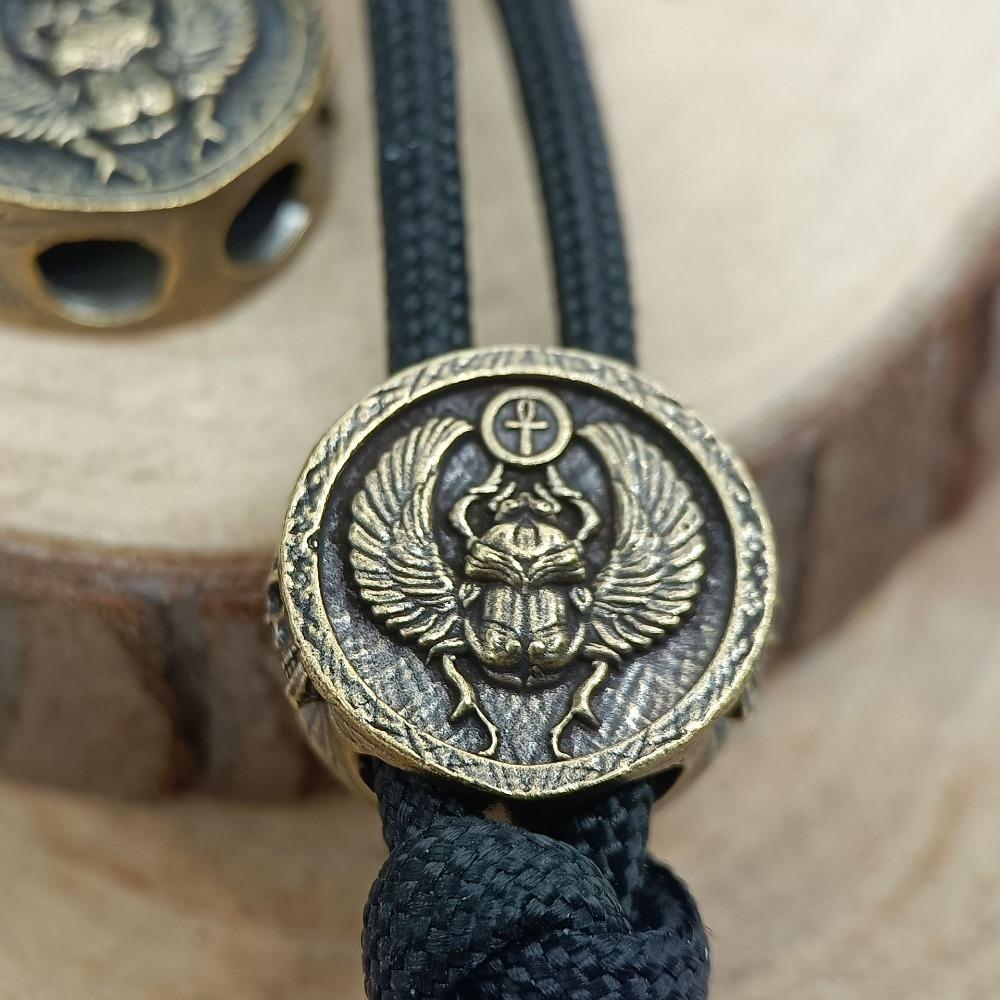 Жук-навозник Анк Латунные Ножевые Бусины Панк EDC На открытом воздухе DIY Паракорд Плетеный Темляк Брелок Подвеска Ретро Браслеты из Зонтичной Веревки Аксессуары