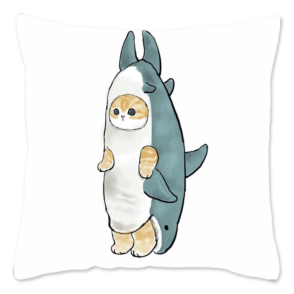 Забавная наволочка CatShark, украшение для дома, полиэстеровая наволочка для дивана, кавайная наволочка для подушки, fundas cojines X