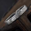 Thai Silver Heart Sutra Lotus Jackfruit Bracelet - Black Lotus Openwork Design
