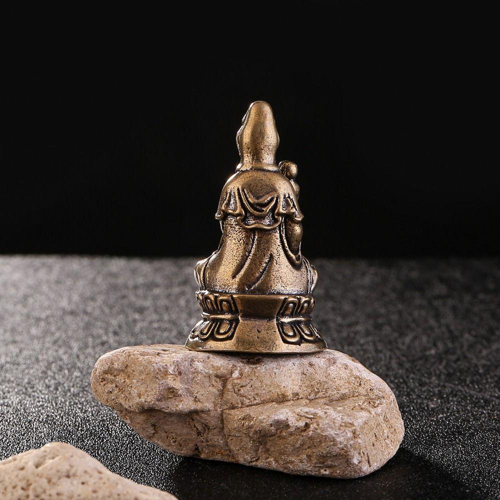 Mini Guanyin Buddha Statue Meditate Figurine GuanYin Bodhisattva Ornament Religions Guanyin Buddha Brass Buddha Ornament