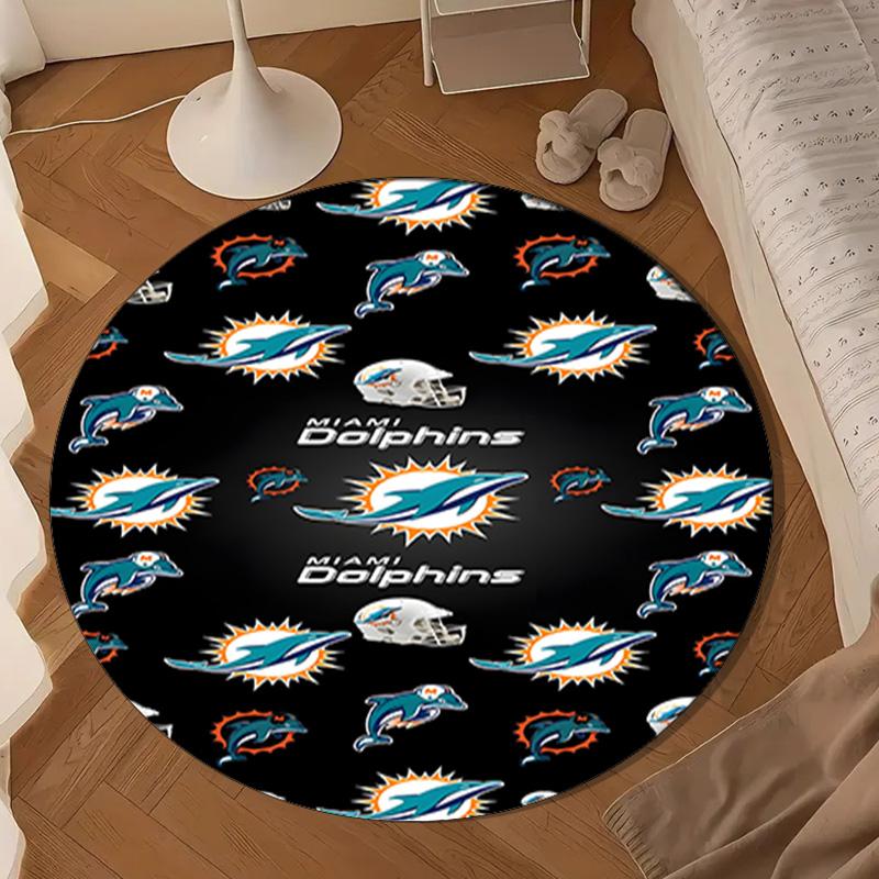 Dolphins Team Round mat, Anti-slip Circle Carpet Chair rug For livingroom,Bedroom, doormat home decor Gift Christmas Gifts
