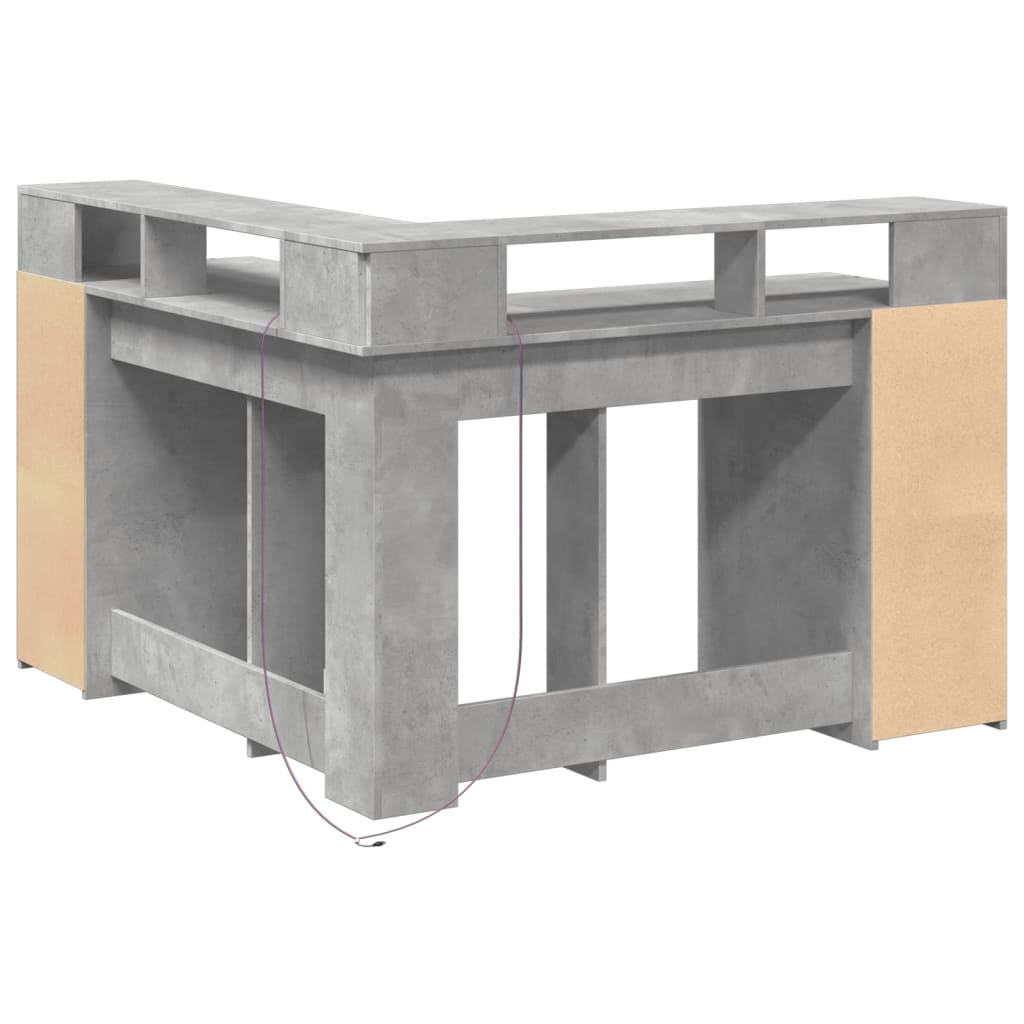 LED Desk Concrete Grey 130 x 130 x 91 cm Particleboard