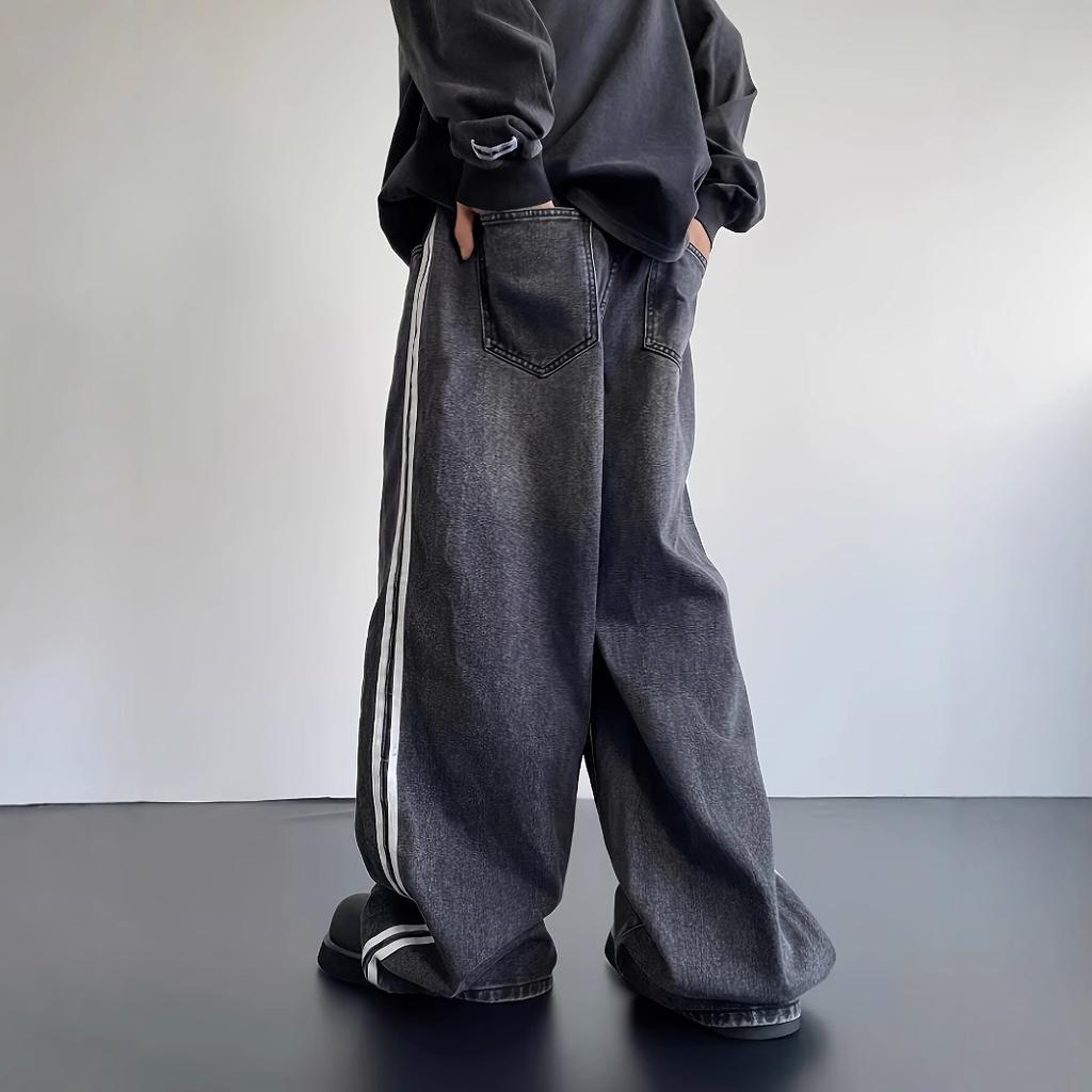 Унисекс Y2K мешковатые джинсы в полоску Harajuku спортивные штаны для мужчин и женщин хип-хоп уличная одежда повседневные широкие джинсовые брюки