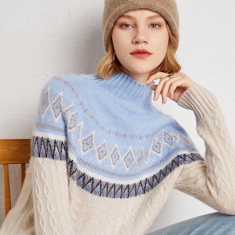 Women's Retro Ethnic Jacquard Cashmere Sweater - Autumn/Winter 2025 Pullover