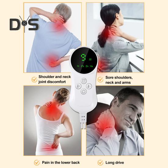 Электрическая грелка с автоматическим выключением, розетка 240 В, Великобритания, регулируемые кнопки, подогрев плеч, шеи, спины, 9 скоростей, регулировка температуры, управление одной кнопкой, грелка