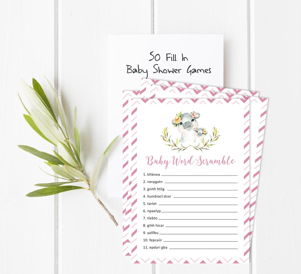 Inkdotpot Игровой набор Baby Shower из 50 игр BabyA AlphabetA ABCA Игра Бегемот Девочка Пол Нейтральная Вечеринка