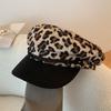 Панк Берет с леопардовым принтом Сексуальная кепка с плоским верхом Ретро Берет Y2k для женщин