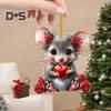 Dog Ornament Valentine's Day Acrylic Animal Hanging Decoration Cartoon Puppy Pendant for Car Rearview Mirror Xmas Tree Decor