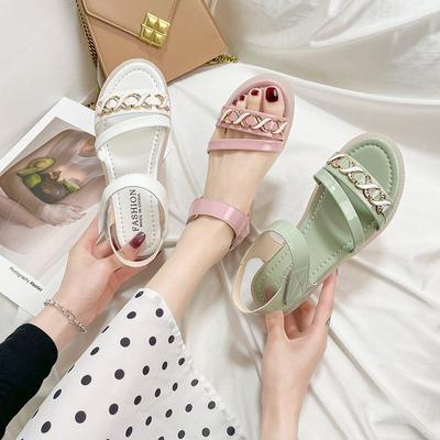 Бежевые босоножки на каблуке. Мягкие туфли на низком каблуке с ремешком. Летние черные туфли на низком каблуке. Новые модные удобные повседневные туфли на плоской подошве для девочек.