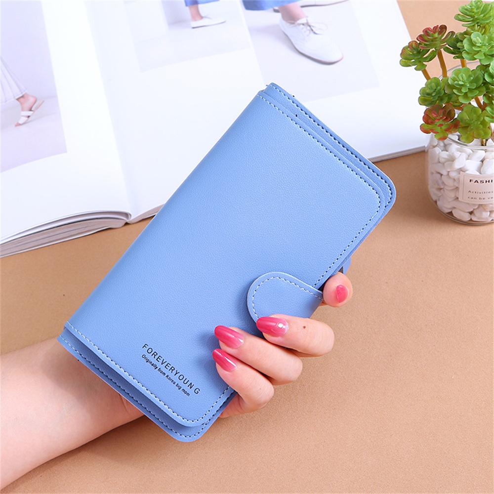 Women Long Wallets Soft  Leather Clutch Wallets Card Holder Card Holders Buckle Zippers Money Clip Multi-Card Female Coin Purses