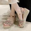 Fashion Women's Sandals Bohemian Champagne Platform Shoes for Women Fashion Buckle Wedge Sandal Summer Thick Bottom Open Toe Sandalias