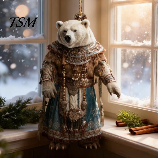 Reusable Christmas Ornament Polar Bear Cute Xmas Tree High-quality Acrylic Decor 2D Hanging Pendant for Car Interior Home