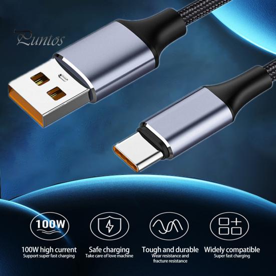 Кабель для передачи данных, универсальный сильноточный плетеный провод, быстрая зарядка, 6 А, 100 Вт, USB Type-C, зарядный кабель для мобильных телефонов, USB-C, аксессуары для мобильных телефонов