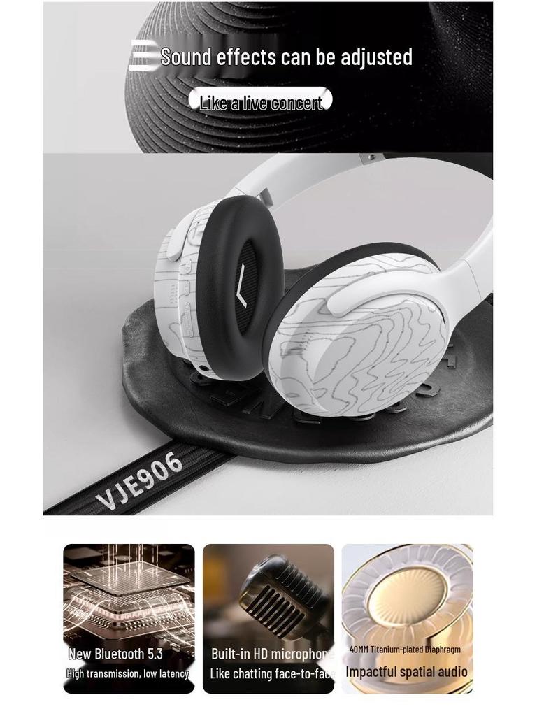 VJE906 Полноразмерные Bluetooth-наушники True Wireless с несколькими звуковыми эффектами для мобильных игр.