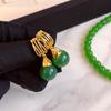 Chinese Retro Green Agate Jade Gold-Plated Earrings for Women