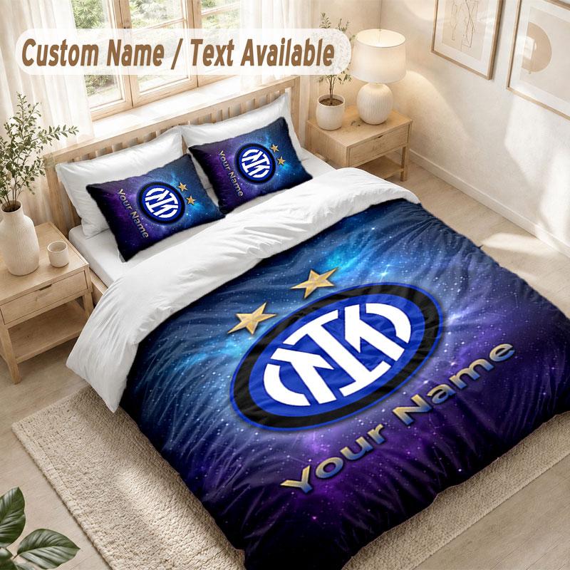 Custom Name Bedding Set 3 PiecesInter Milan Print Duvet Cover + 2 Pillowcases Soft Bed Decor