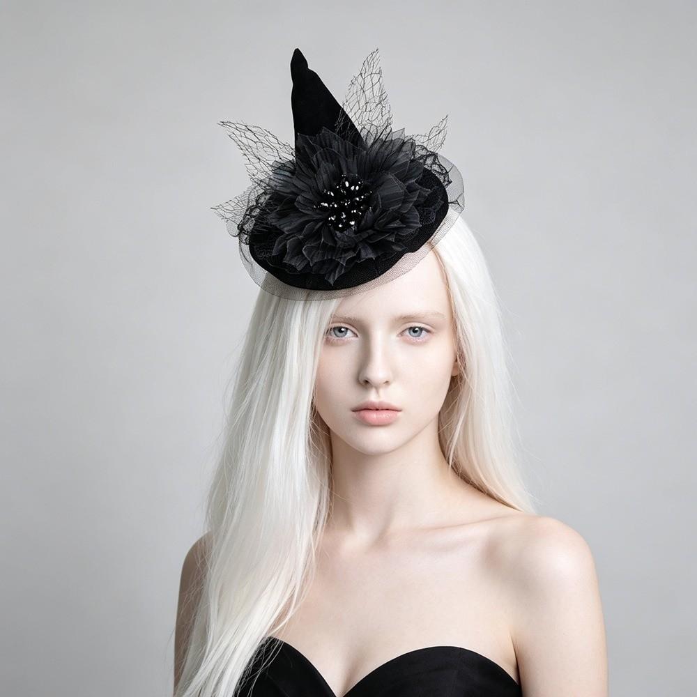 Mesh Halloween Hair Clip Flower Witch Hairpins Unique Witch Hat Hair Clip Party Headpiece