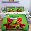 Grinch Christmas Movie Design Bed Bedding Set 1 Duvet Cover + 2 Pillowcases Soft Breathable Household Bed Linens