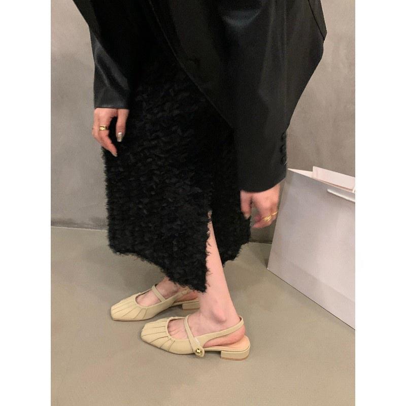 Французские темпераментные босоножки с завязками на голове на низком каблуке, туфли-сандалии, новинка лета 2024 года, серебряные туфли Мэри Джейн на плоской подошве