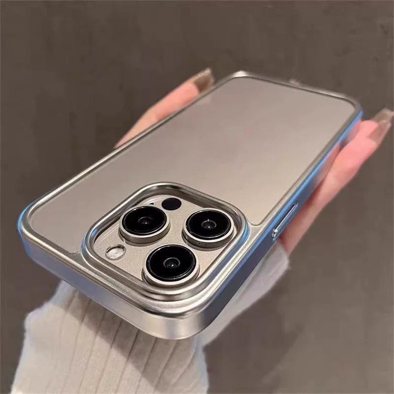 Простой чехол однотонный Совместимый для Для Iphone 16 15 11 13 17 Air 12 14 Pro Max XR 7 8 Plus X XS MAX SE Гальванизированный чехол