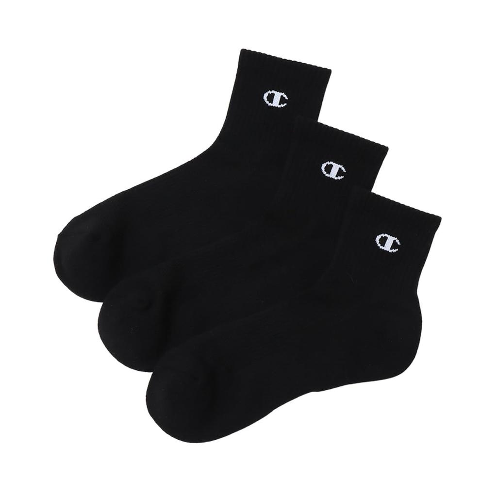 Champion Foot Set of Antibacterial and One Point 3 Pack Short Cm Socks, Covers, Socks, 3, Deodorizing, Logo, Socks, Accessories, C3-XB721S, Men's,
