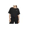 Nike Укороченная футболка с круглым вырезом и принтом логотипа, женские топы с короткими рукавами, черные DV7871-010