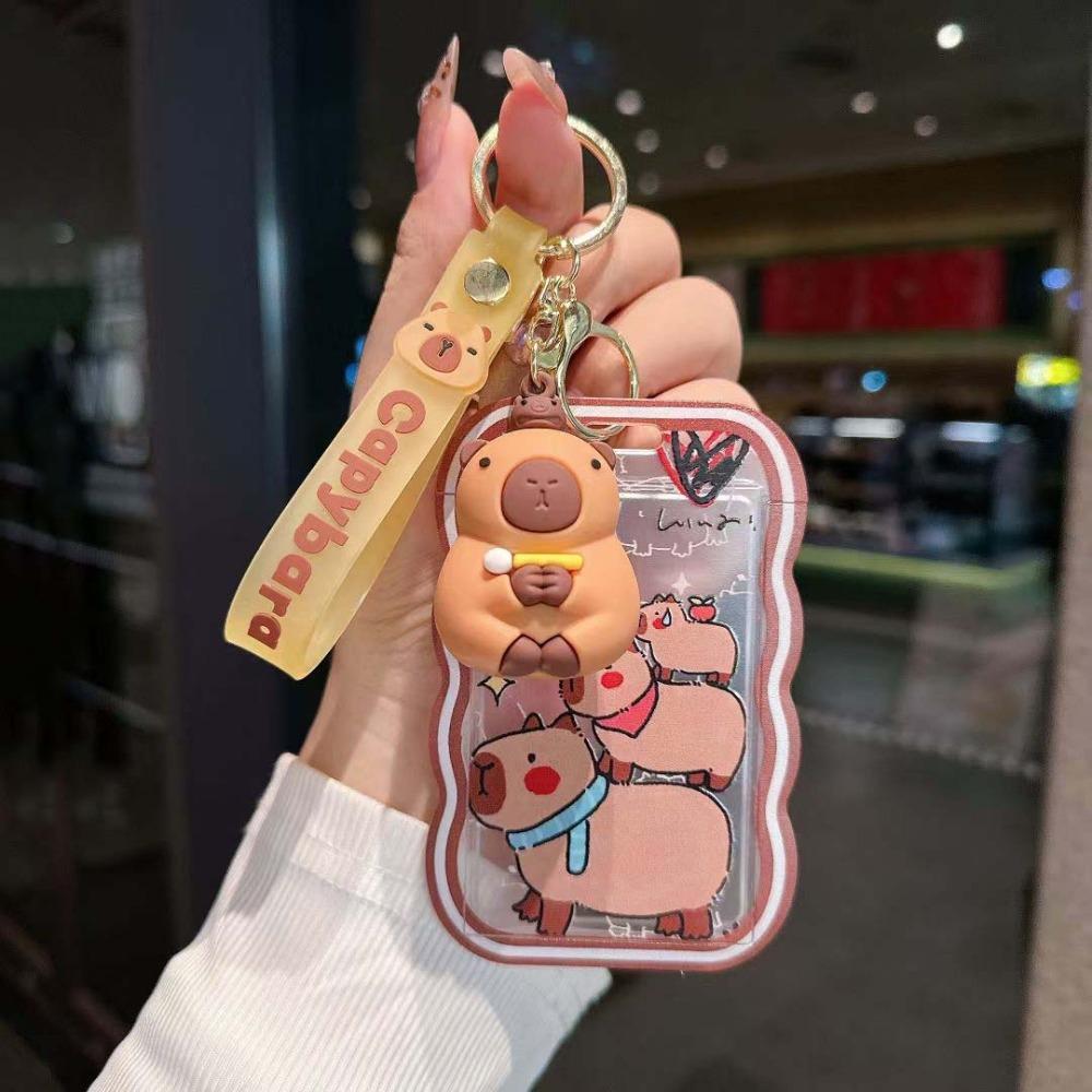 With Key Ring Capybara Card Holder Keychain PVC Transparent ID Card Holders  Boys Girls Gift