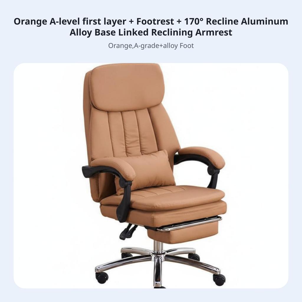 Reclining Desk Chair with Footrest Highspine Support Office Furniture Ergonomic Design Easy to Clean for Remote Workers, resting