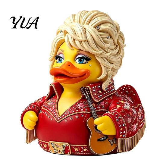 Creative Home Office Ornament Parton Memorial Duck, Dolly Duck Figurine, Country Music Statue, Guitar-Themed Icon Gift Decorative Sculpture for Shelf