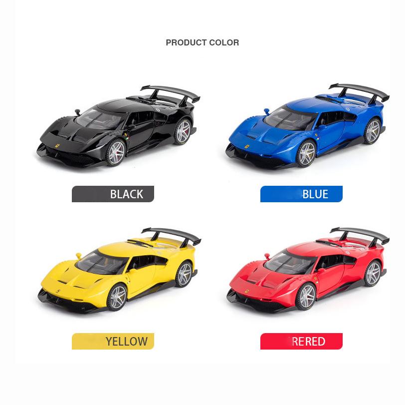 1:32 Scale P80-C Metal Diecast Car, Pull Back Alloy Toys with Sound and Light, Doors Open Collection For Gifts Doll