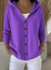 European & American Knit Hooded Cardigan - 2025 Autumn/Winter Women's Fashion, Solid Color Casual Style