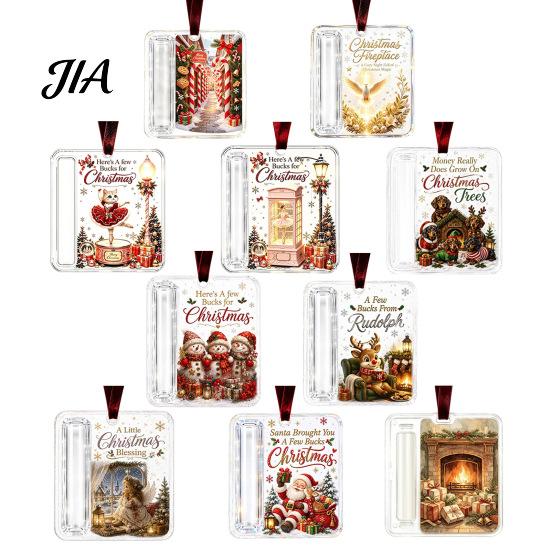 Christmas Money Gift Idea Cash Holder Ornament, Acrylic Holder, Holiday Creative Ideas Hanging Decoration for Xmas Tree, Stocking Stuffer, Kids