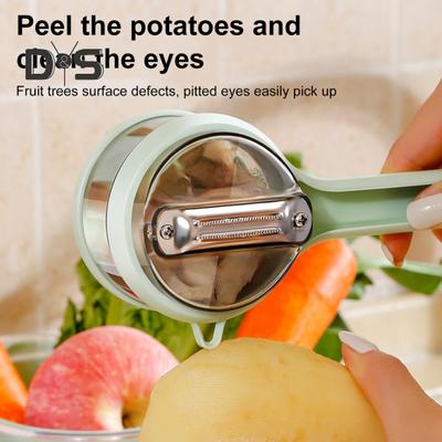 Овощечистка с лезвием из нержавеющей стали и ящиком для хранения Многофункциональная овощечистка для овощей и фруктов Эргономичная ручка Легко моется Кухонный гаджет