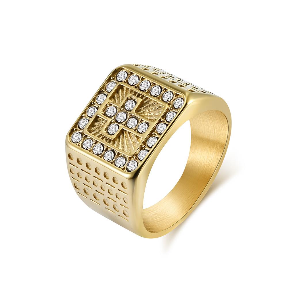 Кольцо Great Wall из титановой стали для мужчин Iced Out Hip Hop Bling Ring, уличное ювелирное изделие в китайском стиле, мужское кольцо с кубическим цирконием