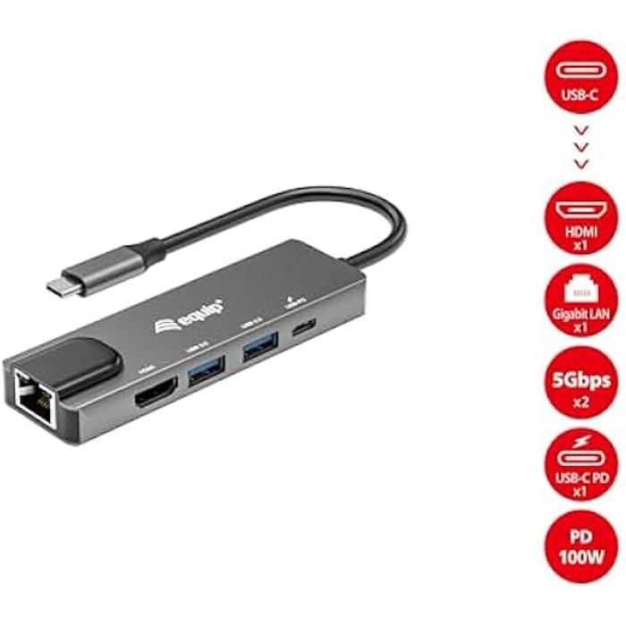 Многофункциональный адаптер — ОБОРУДОВАНИЕ — 133489 — HDMI 4K/30 Гц — Gigabit LAN — USB 3.2 Gen 1 — USB PD 100 Вт