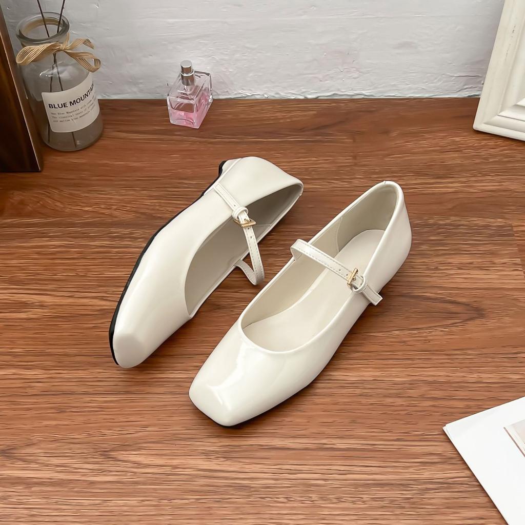 Mary Jane Shoes Comfortable Soft-soled Grape Mother Spring New Flat-soled Single Shoes Women's Light Board Word with Square Head Work Shoes