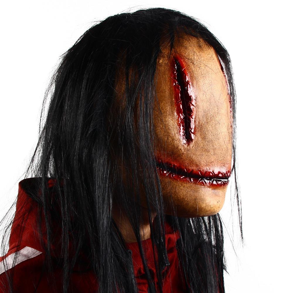 Spooky Scary Halloween Mask Full Face Mask Long Hair Demon Mask Ghost Cosplay Mask Dress Party