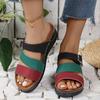 Women's Thick Soled Casual Slippers with Color Blocked Belt Buckle and Simple Fish Mouth Slippers
