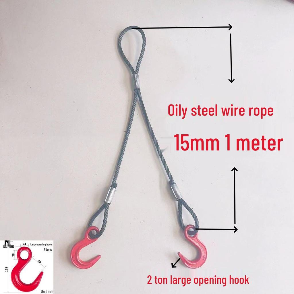 Двухветвевой строп из плетеного стального каната с крюками для такелажа при обслуживании кранов