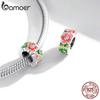 BAMOER эмаль красочные цветы металлический кристалл Шарм подходит оригинальный браслет из серебра 925 пробы для девочек DIY изготовление ювелирных изделий