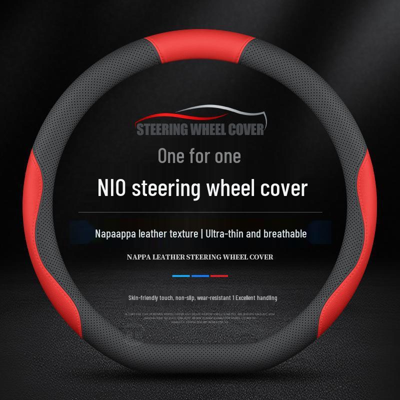 Genuine Leather Steering Wheel Cover for Nio Models: ES6, EC6, ES8, EC7, ET5T, ET9, ES7, ET5.