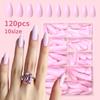120 Pieces Of High-end Wearing Nail With Ice Penetrating Effect Long Pointed Handmade Nail Art Fake Nails Scratch Patch Finished Product