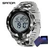 Fashion Sanda Top Brand 2185 Electronic Watch Camouflage Military Style Trend Cool And Dazzling Men's Multifunctional Waterproof