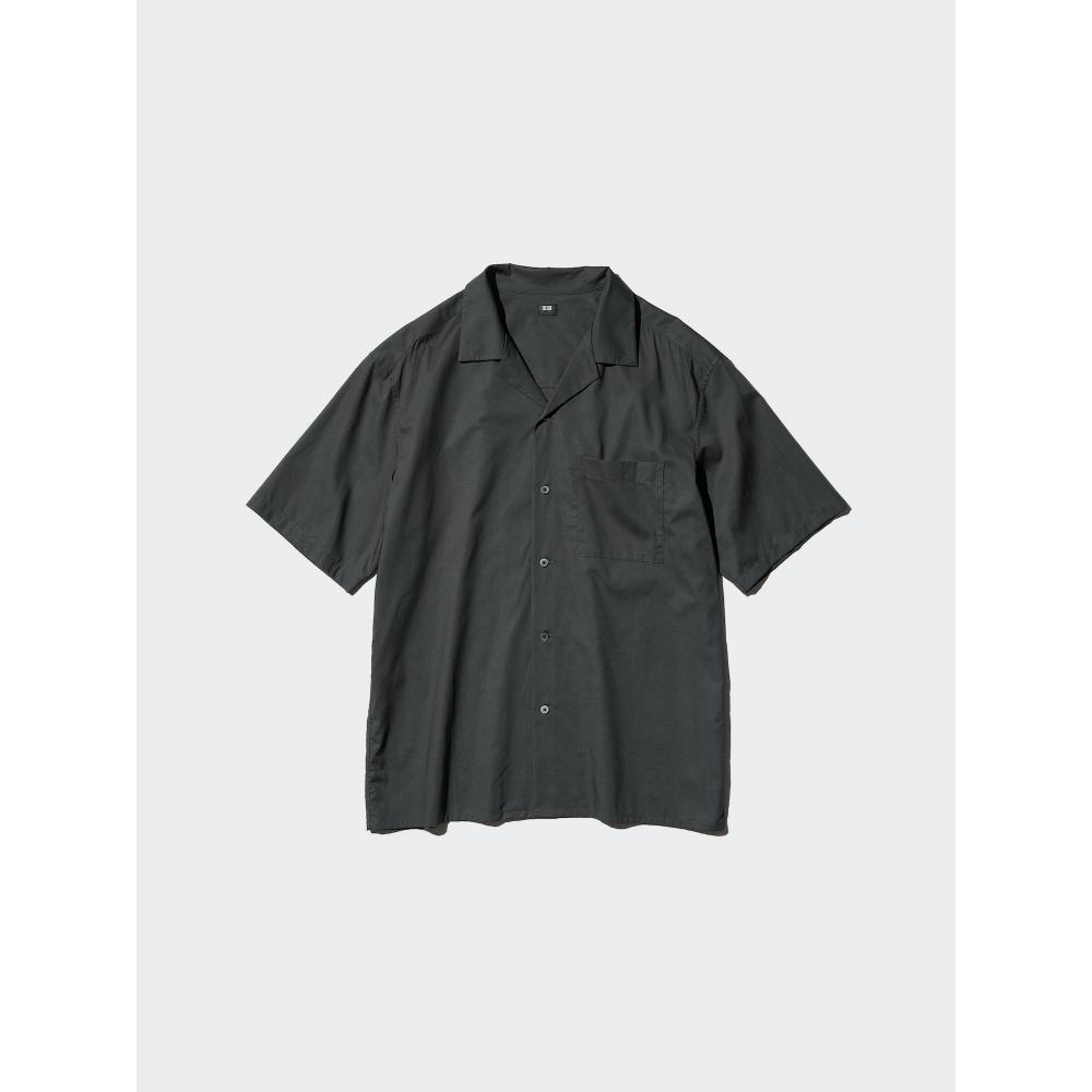 Uniqlo Рубашка из модального хлопка с открытым воротником и коротким рукавом 