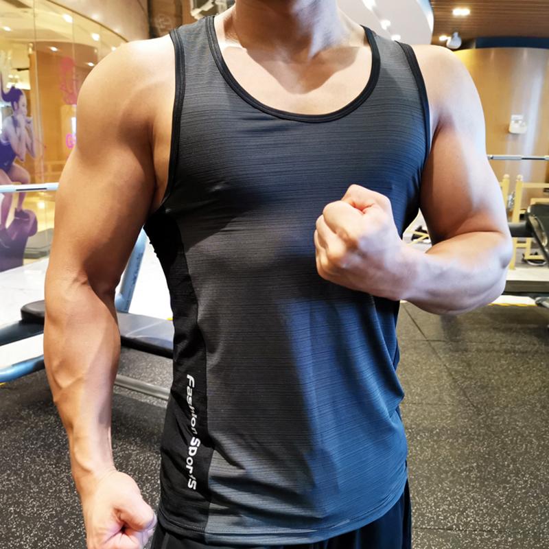 Men's Breathable Quick-drying Sleeveless Tank Sports Fitness Tops Running Basketball Vest Training T-shirt Compression Base Layer Undershirts Tee