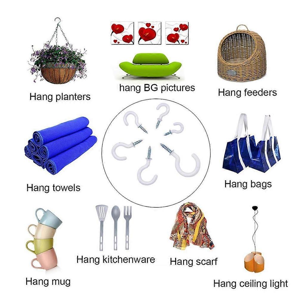 70 Pieces Screw in Eye Hooks, Multi Size Steel Ceiling Hooks Cup Hooks for Hanging Cup Jewelry Keyring Ornament