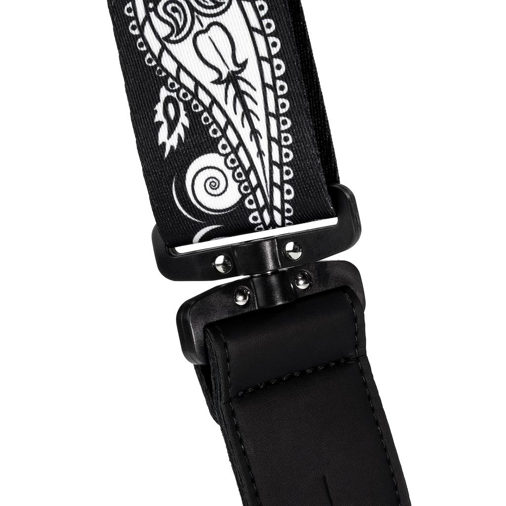 Joe Satriani Swivel Strap with Guitar Paisely D'Addario Twist-Relief "Swivel Loop" Strap, 50JSSV17, Black,